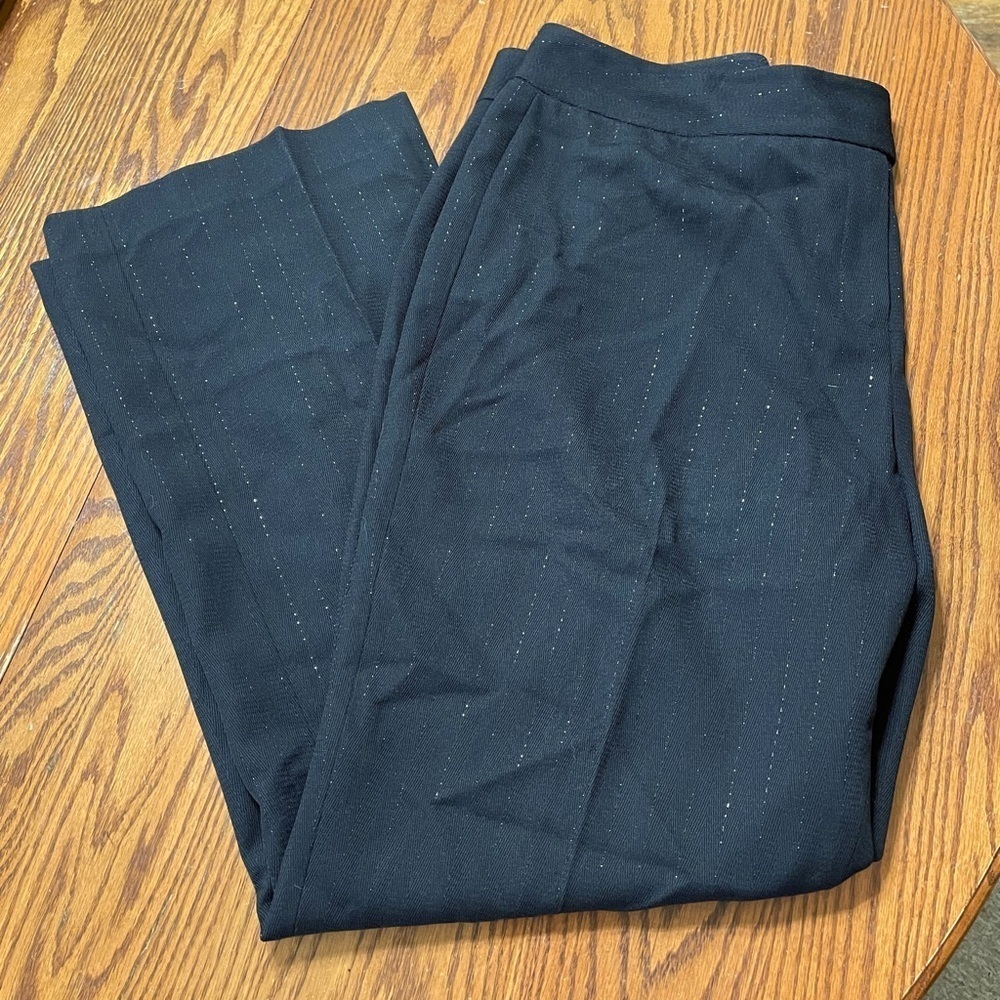 Tahari Black Pinstripe Pants Size 18 Fully Lined